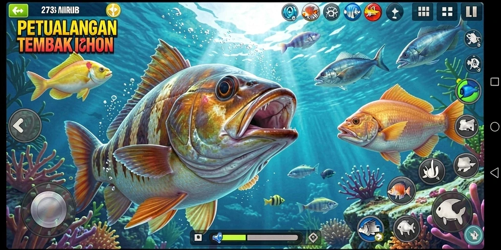 Tampilan dinamis dari gameplay Tembak Ikan yang mengasyikkan.