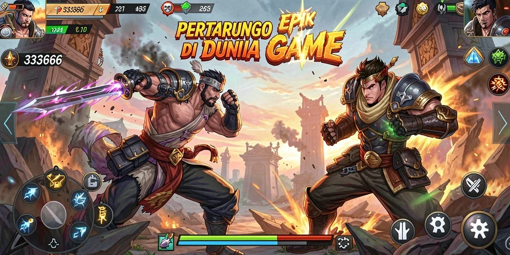 Tangkapan layar menunjukkan aksi pertarungan intens di 333666.