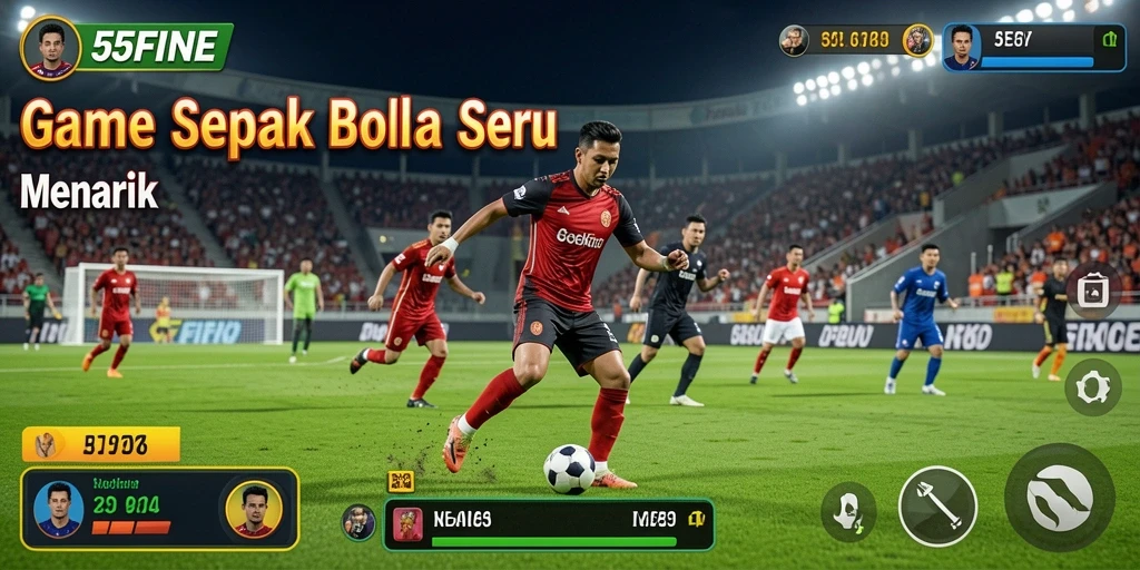 Gameplay seru dalam pertandingan sepak bola di 55FIVE.