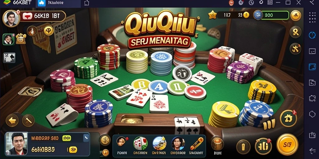 Screenshot gameplay 66KBET menampilkan aksi seru permainan QiuQiu.