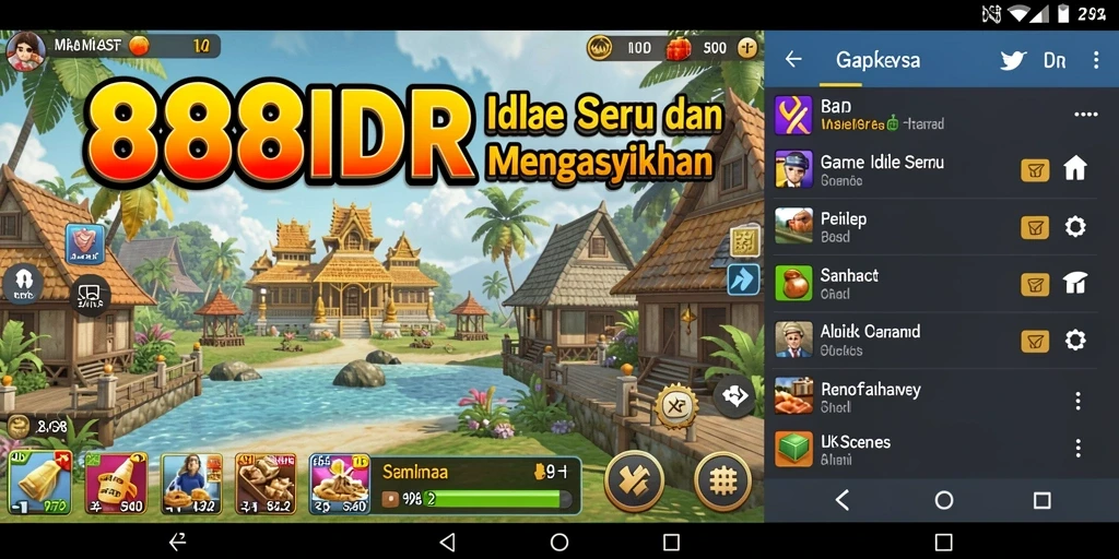 Screenshot gameplay 888IDR yang menunjukkan kemajuan dalam permainan Idle.