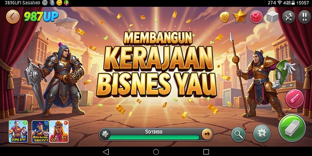 Tampilan gameplay 987UP dengan berbagai elemen Tycoon yang menantang.