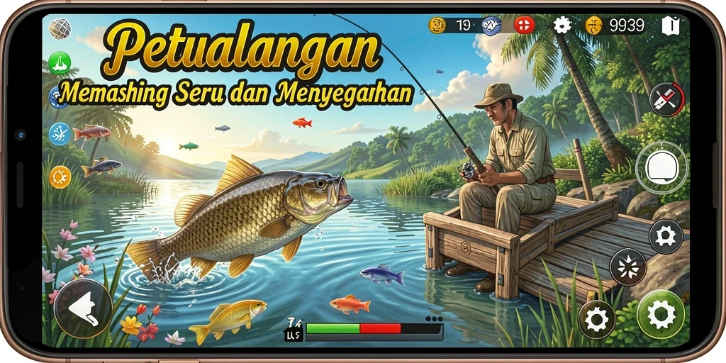 Screenshot utama 9939 menampilkan aksi memancing yang mendebarkan.