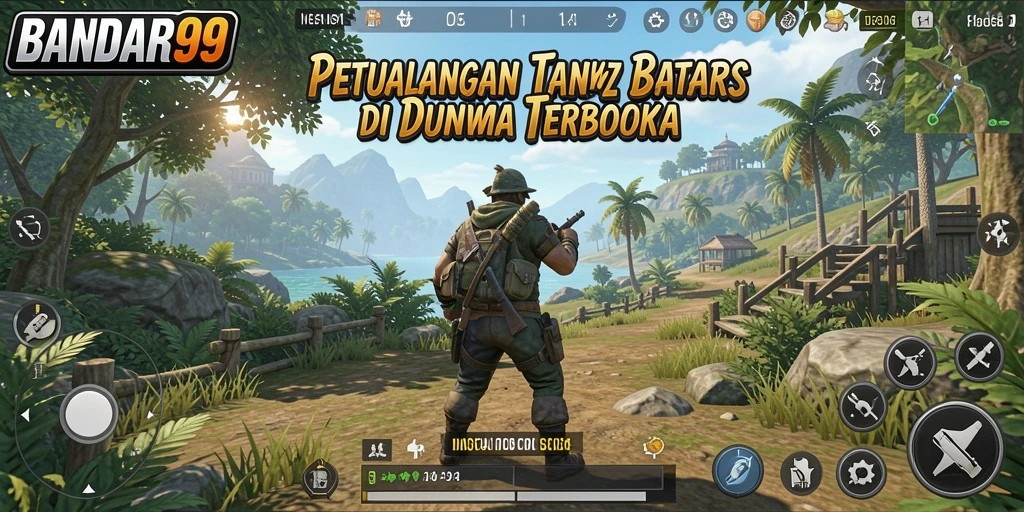 Screenshot utama BANDAR99 menampilkan gameplay yang penuh aksi di dunia terbuka.