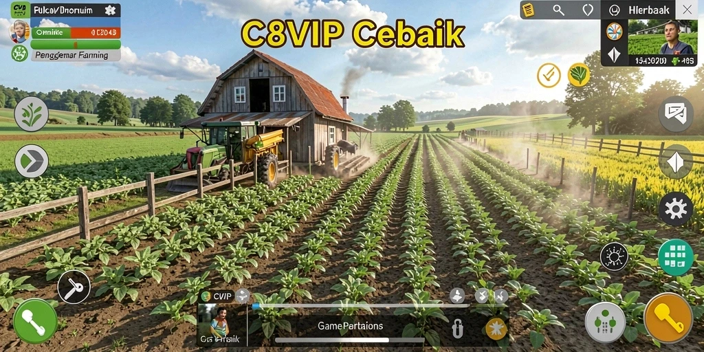 Screenshot gameplay C8VIP menampilkan aktivitas bertani yang seru dan interaktif.