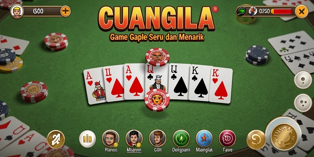 Tampilan permainan Gaple CUANGILA yang seru dan interaktif.