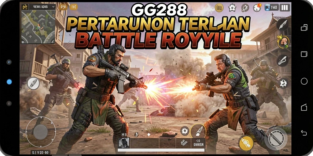 Tampilan screenshot dari gameplay GG288 dalam pertarungan Battle Royale.