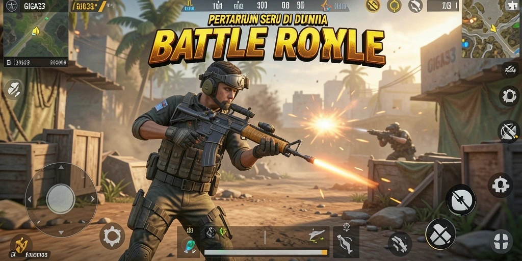 Screenshot GIGA33 menunjukkan taktik seru dalam permainan Battle Royale.