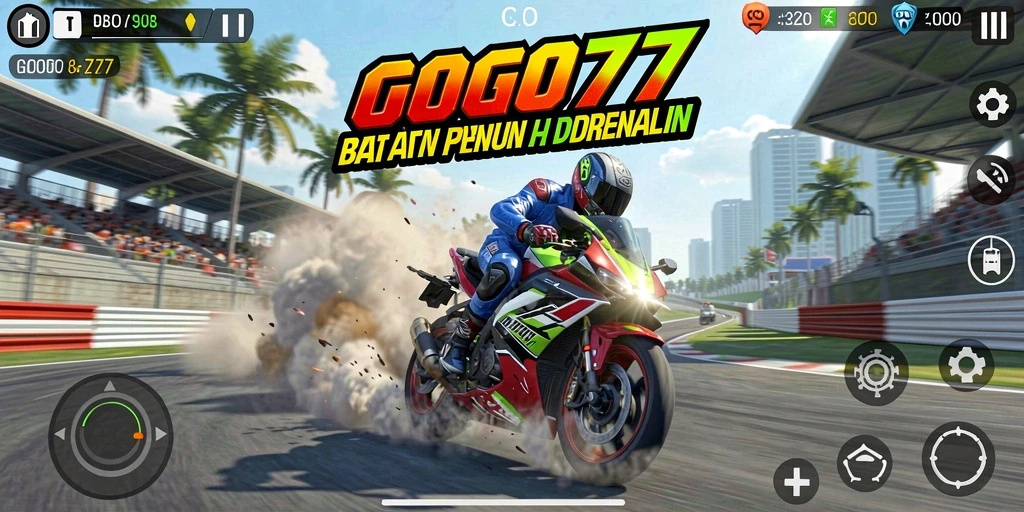 Gameplay GOGO77 menampilkan aksi balapan motor yang mendebarkan.