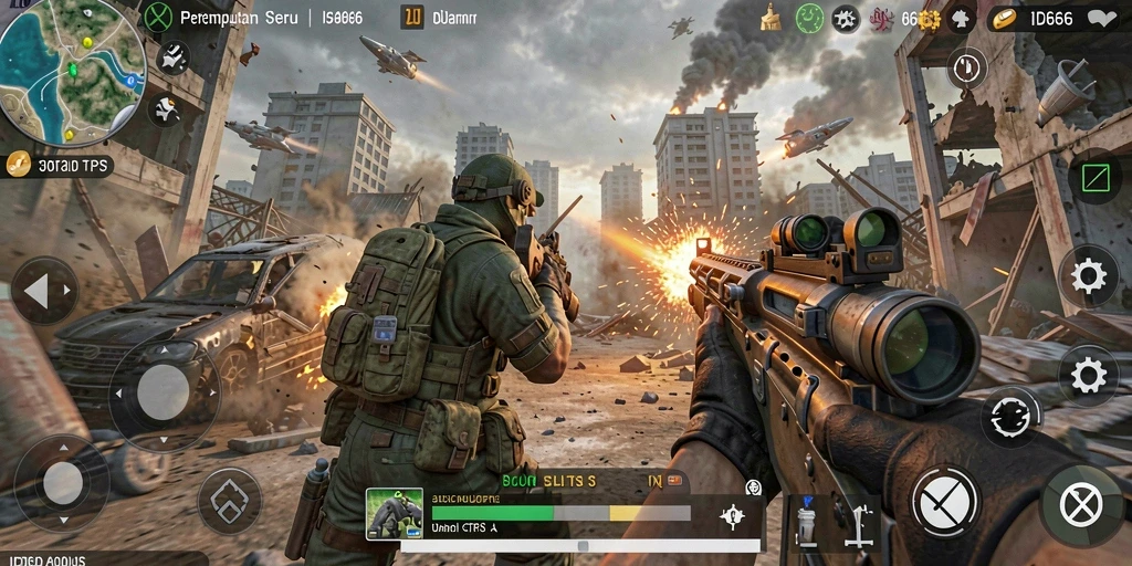 Tampilan aksi seru dalam gameplay ID66 TPS.