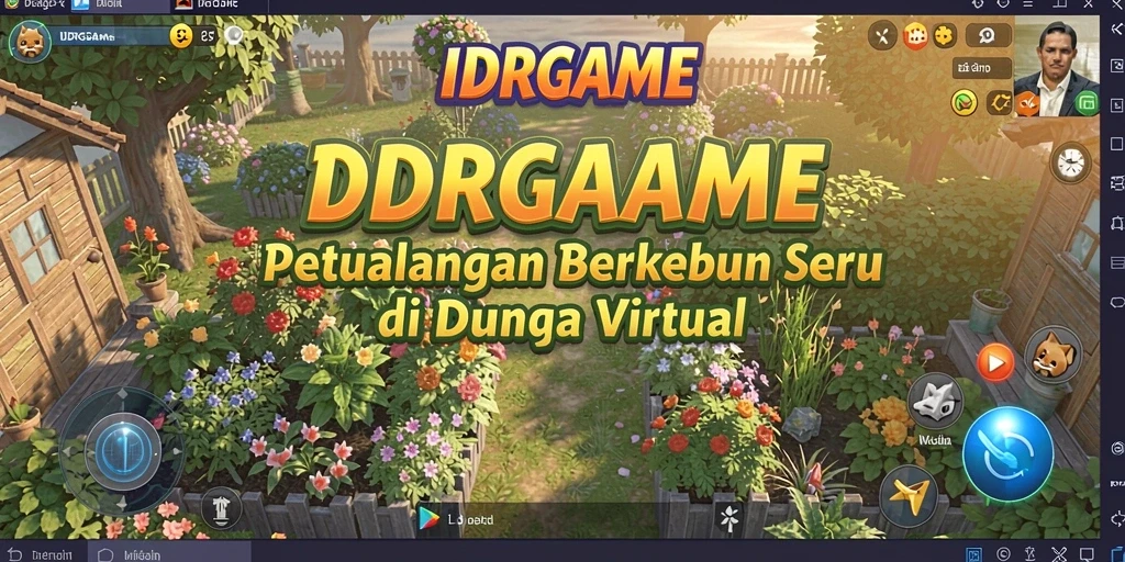 Screenshot gameplay IDRGAME menunjukkan dunia pertanian yang indah dan interaktif.