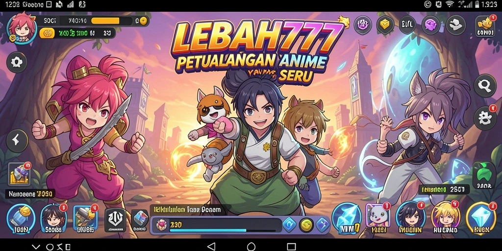 Tangkapan layar gameplay LEBAH777 yang penuh aksi dan karakter Anime.