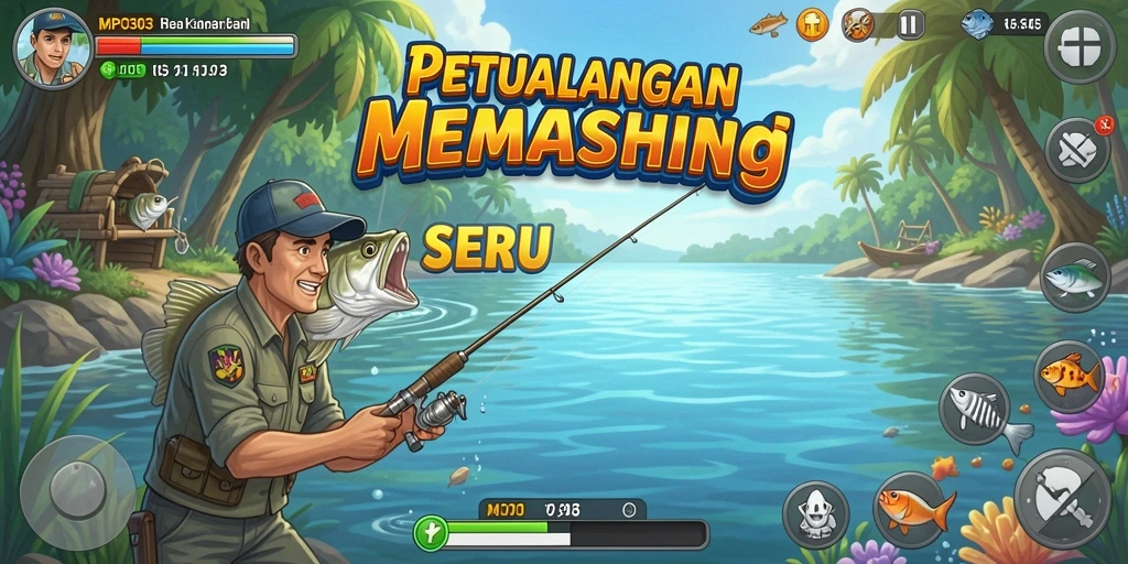 Gameplay MPO303 menampilkan aksi memancing yang dinamis dan menarik.