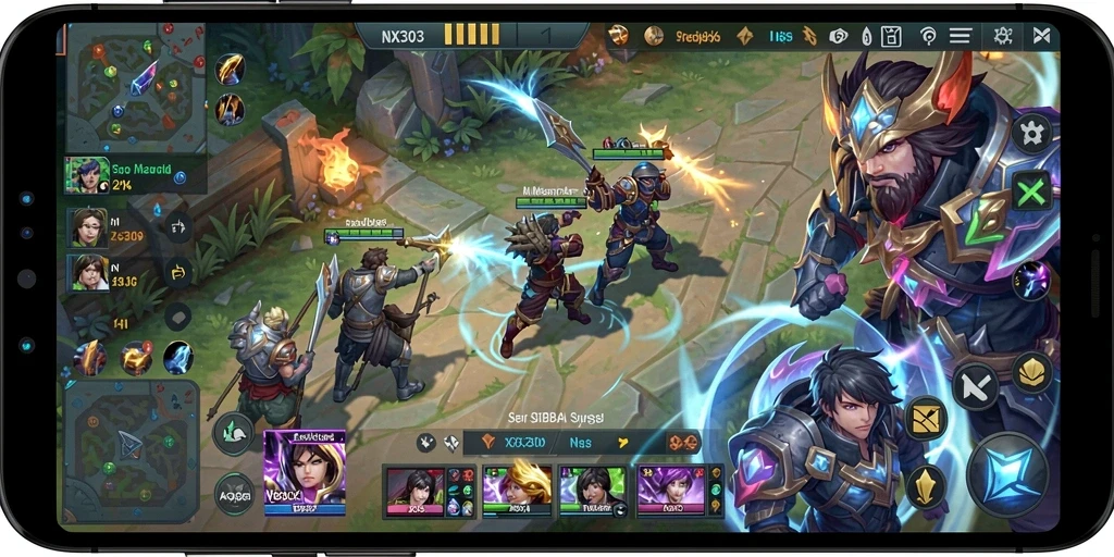 Tampilan dinamis gameplay NX303 yang memukau dan penuh aksi.