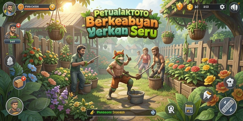 Tampilan menarik gameplay PUNCAKTOTO saat merawat tanaman.