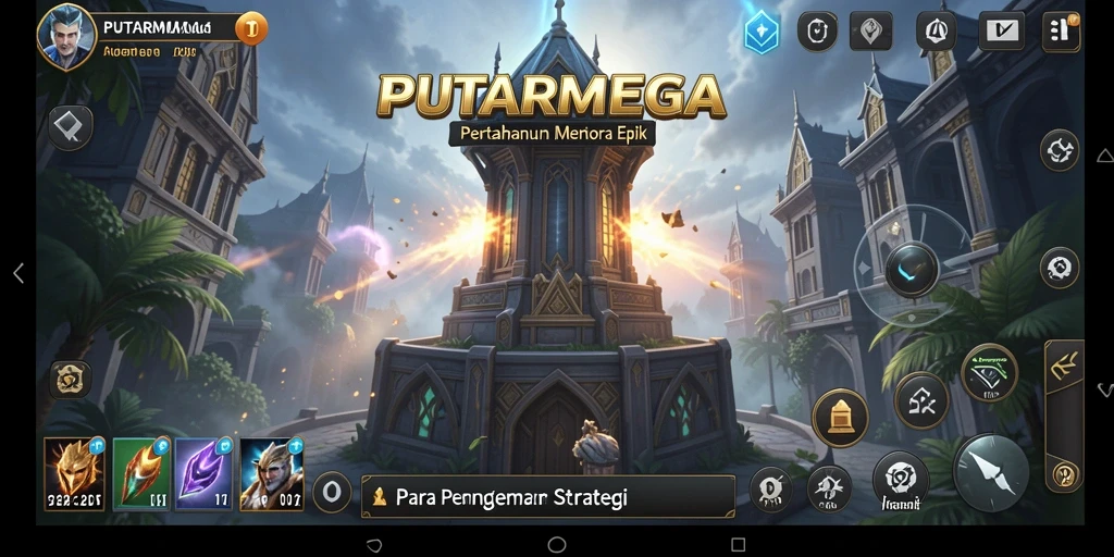 Tampilan gameplay menara pertahanan yang intens dan menarik di PUTARMEGA.